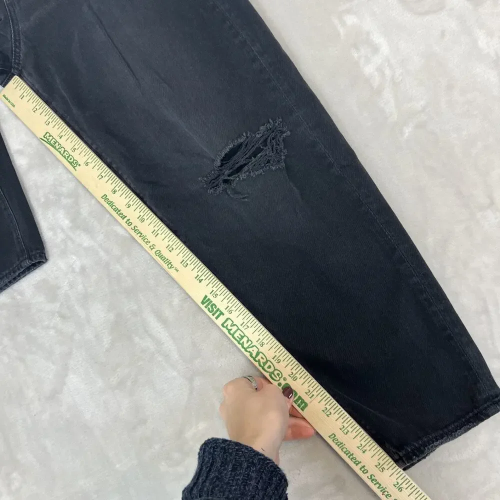 American Eagle Jeans Womens 6 Black Relaxed Mom‎ Distressed Baggy Grunge Skater